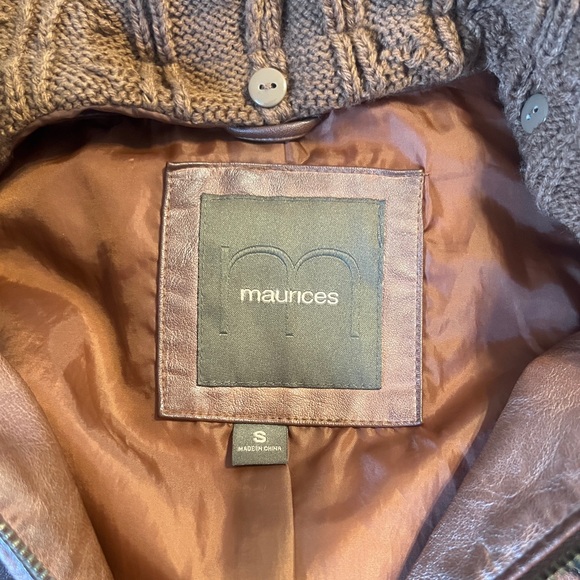Maurice’s Cable Knit Hooded Faux Leather Jacket - Picture 4 of 7